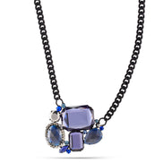 Black Metal Multi Color Crystal Necklace