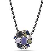 Black Metal Multi Color Crystal Necklace