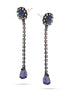 Black-Tone Metal Blue And White Crystal Dangle Earrings`