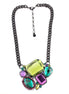 Black-Tone Metal Multi Color Necklace