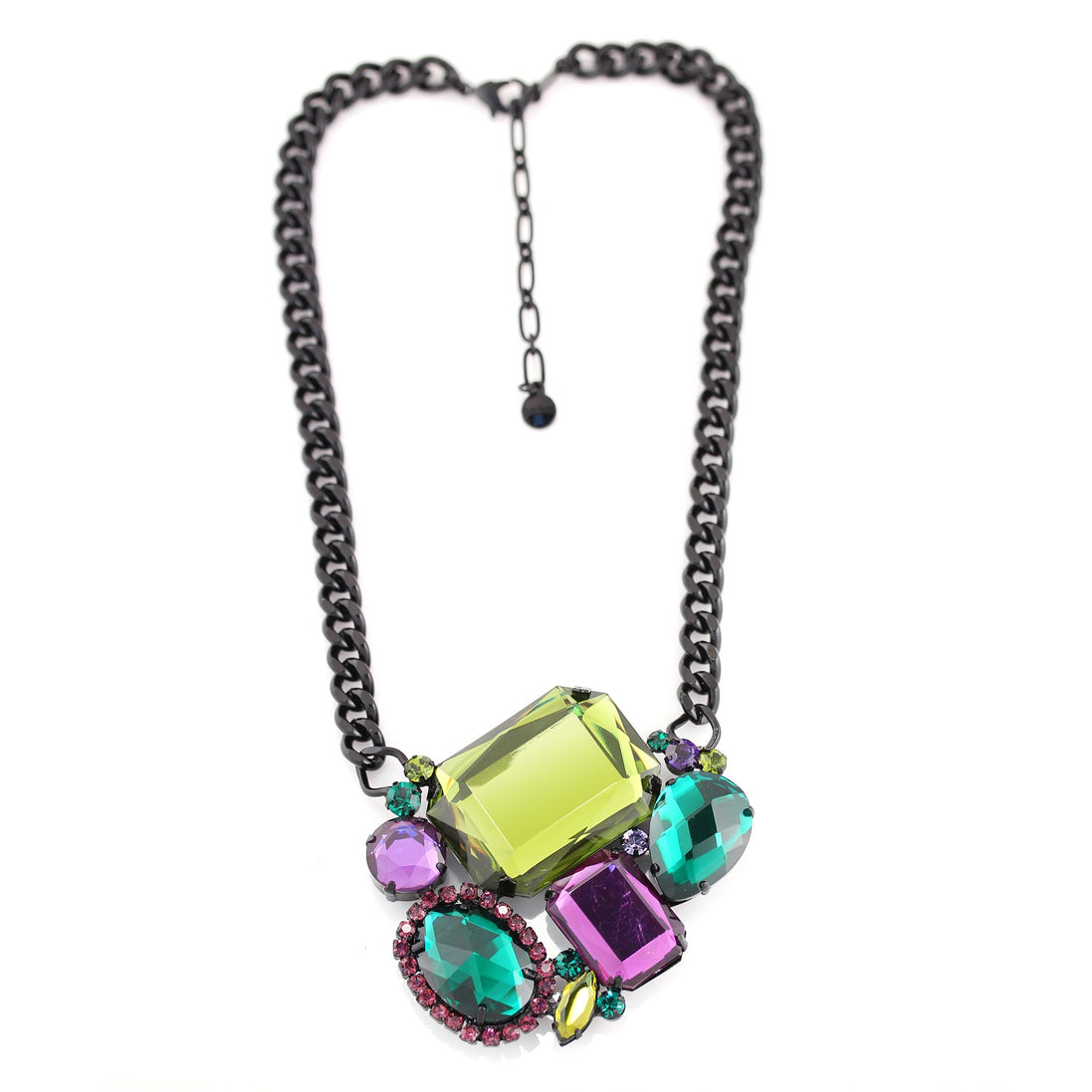 Black-Tone Metal Multi Color Necklace