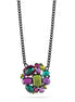 Black-Tone Metal Multi Color Faceted Crystal Necklace