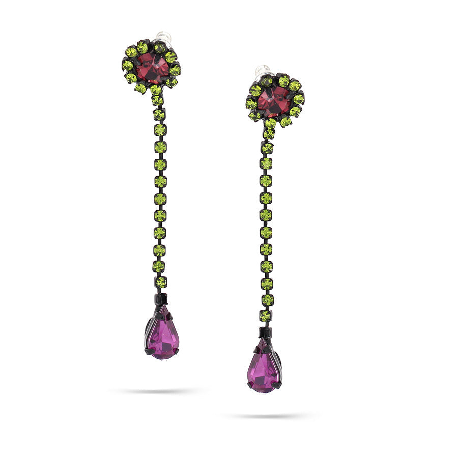 Amethyst Peridotite Crystal Earrings