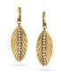 God-Tone Metal Leaf White Crystal Earrings