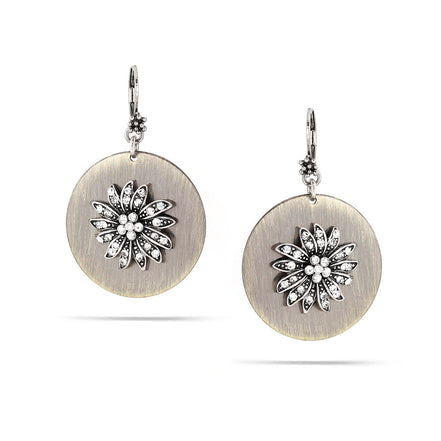 Mix Tone Metal White Crystal Earrings