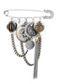 Silver-Gold-Rhodium-Tone Metal Charm Brooches