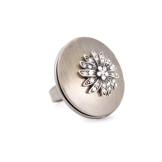 Mix Tone Metal White Crystal Adjustable To Fit Most Sizes Rings
