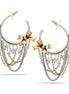 Silver And Gold-Tone Metal Bow Crystal Stud Earrings
