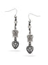 Rhodium -Hematite- Tone Metal Drop Earrings