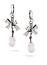 Rhodium -Tone Metal Bow Crystal Drop Earrings