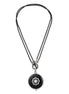 Silver-Tone Metal Black Pendant Rope Necklace