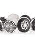 Blak-Silver-Tone Metal And White Crystal Stretch Bracelets