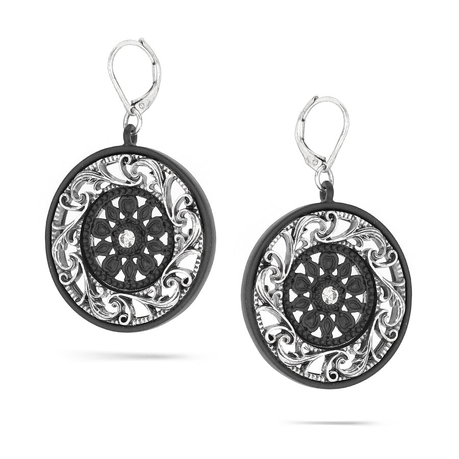 Black-Silver-Tone Metal Filigree Earrings