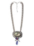 Rhodium-Tone Metal Blue And Green Crystal Necklace