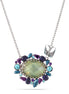 Rhodium-Tone Metal Bird Charm Mix Color Crystal Necklace