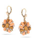 Gold-Tone Metal Peach Crystal Flower Drop Earrings