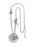 Rhodium-Tone Metal White Crystal Mix Charm Necklace
