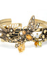 Gold-Tone Metal Bird Bee And Flower Design Crystal Bracelets