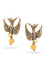 Gold-Tone Metal Orange Crystal Bird Earrings