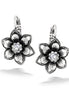 Silver-Tone Metal Crystal Flower Earrings