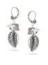 Silver-Tone Metal Leaf Crystal Drop Earrings