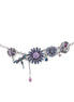 Rhodium-Tone Metal Amethyst And Swarovski Crystal Mix Charm Wrap Around Bracelets