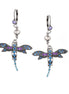 Rhodium-Tone Metal Blue And Purple Crystal Earrings