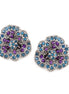 Rhodium-Tone Metal Blue And Amethyst Crystal Earrings