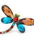 Gold-Tone Mtal Multi Color Crystal Dragonfly Adjustable To Fit Most Size Stretch Ring
