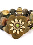 Gold-Tone Metal Mix Beads Flower Stretch Bracelets