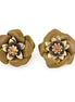 Gold -Tone Metal Olive Flower Earrings