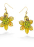 Gold-Tone Metal Olive Crystal Flower Earrings