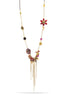 Gold-Tone Metal Multi Color Beads Tassel Long Necklace