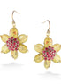 Gold-Tone Metal Crystal Flower Drop Earrings