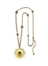 Gold-Tone Metal Cream Enamel Sun Flower Long Necklace