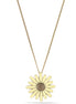 Gold-Tone Metal Cream Enamel Sun Flower  Necklace