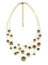 Gold -Tone Metal Flat Ball Charm Necklaceq