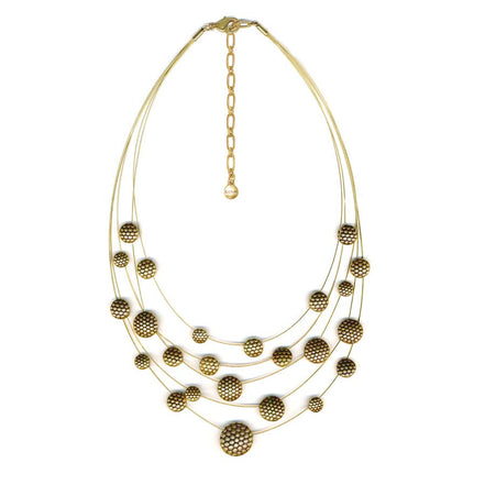 Gold -Tone Metal Flat Ball Charm Necklaceq