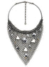 Hematite-Tone Metal Faceted Silver And Crystal Teardrop Choker Necklace