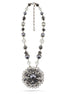 Silver-Tone Metal Hematite And Grey Pearl Filigree Pendant Necklace