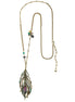 Gold-Tone Metal Multi Color Peacock Feather Crystal Necklace