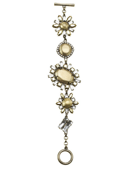 A Delicate But Classic Style Bracelet Featuring Burnished Gold Jewel Encrusted And Diamante Detailing