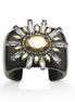 Gold-Tone Metal Faceted Crystal Black Cuff