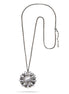 Silver-Tone Metal Faceted Crystal Pendant Long Necklace