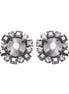 Silver-Tone Metal Faceted Crystal Stud Earrings