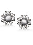 Silver-Tone Metal Faceted Crystal Stud Earrings