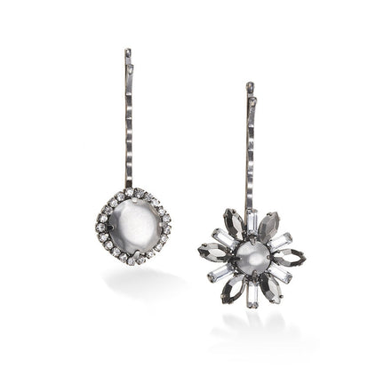 Silver-Tone Metal Faceted Crystal Hair Clip