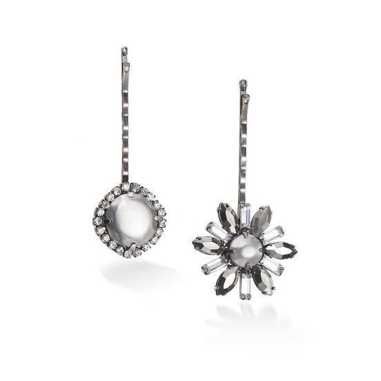 Silver-Tone Metal Faceted Crystal Hair Clip