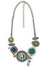 Silver-Tone Metal Turquoise And Crystal Necklace And Earrings Set
