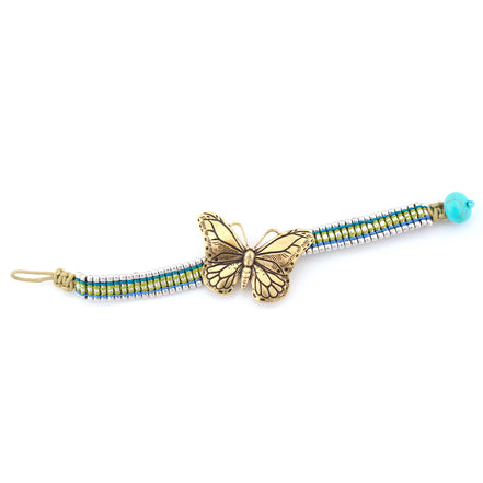 Gold And Silver-Tone Metal Butterfly Wrap Around Bracelets